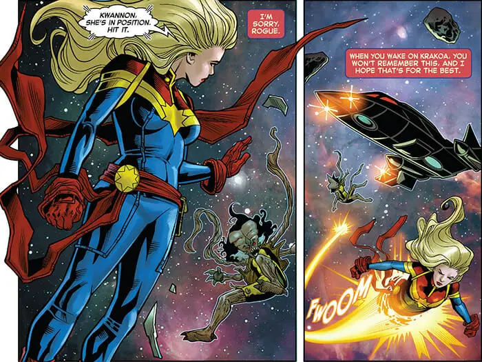 Captain Marvel Defeats Brood-Rogue